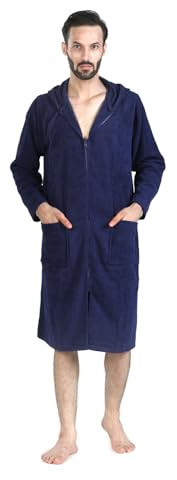 ALLEN & MATE 100% BAUMWOLLE Unisex-Bademantel mit Kapuze und Reißverschluss, 380 g/m², Sicherheitszertifizierung, Weich und Saugfähig, ideal für Herren und Damen