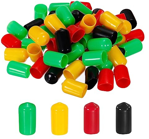 sourcing map 100 Stück Gummi Endkappen 12 mm PVC Vinyl Kunststoffkappe Schutzkappen Abdeckung für Schrauben Bolzen Gewinde Metallstäbe Elektrokabeln Drahtseile Bowdenzug Rund Rohr Zaunpfosten