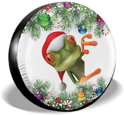 Frosch Mit Weihnachtsmütze Reserverad Reifenabdeckung Prämie Reifencover Wasserdicht Reserveradabdeckung Universal Für Anhänger Rv LKW 16Inch