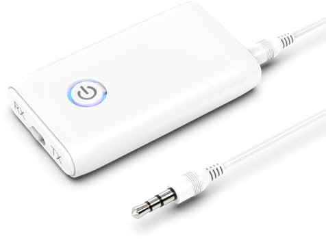 ORIA Adaptador Bluetooth 5.3, 2 en 1 Adaptador Auxiliar Bluetooth Jack 3.5mm, Receptor de Audio con Reducción de Ruido para Automóviles, Altavoces, Sistemas Estéreo y Auriculares - Blanco