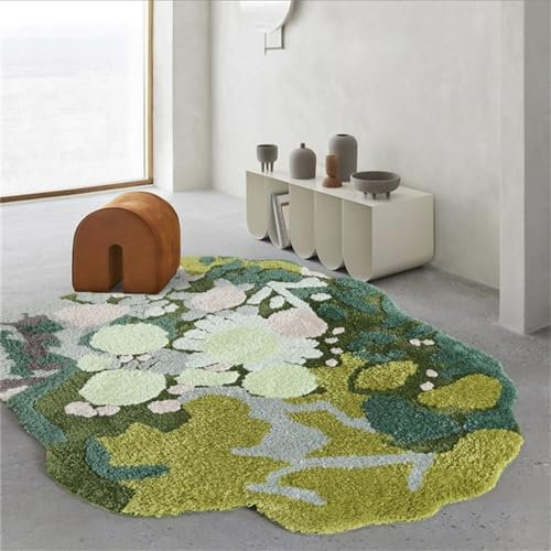 YATOLA Teppiche Mädchen Zimmer Teppich Für Kinder Baby Schlafzimmer Kinderzimmer Wohnkultur Kinderteppich Spielmatte Babymatte rutschfest Spielteppich Grün Wald Mädchen Jungen Weich (100x160cm)