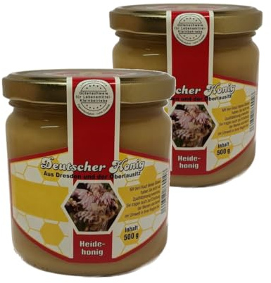 Echter Deutscher Heidehonig 2x 500g Glas Honig aus der Oberlausitz 100% natürlich und regionaler Bienenhonig