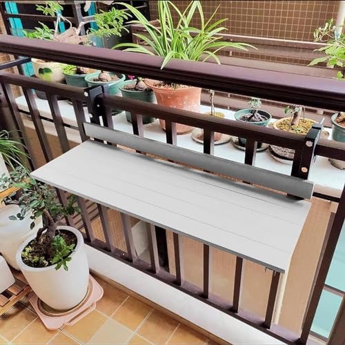 ZENCIX Mesa Colgante para Barandilla de Balcón, Mesa Plegable para Bar Al Aire Libre, Mesa de Bar para Exteriores para Patio, Mesa Auxiliar Plegable, Pequeña para Servir Que Ahorra Espacio, 80x25 Cm
