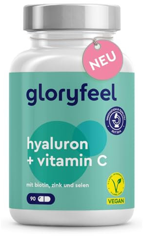 Hyaluronsäure Kapseln 500mg + Zink, Biotin, Vitamin C & Selen - ActiHyal® Markenrohstoff hoch bioverfügbar + Geringes Molekulargewicht für leichte Aufnahme(0,8-1,5mDa) - 90 vegane Hyaluron Kapseln