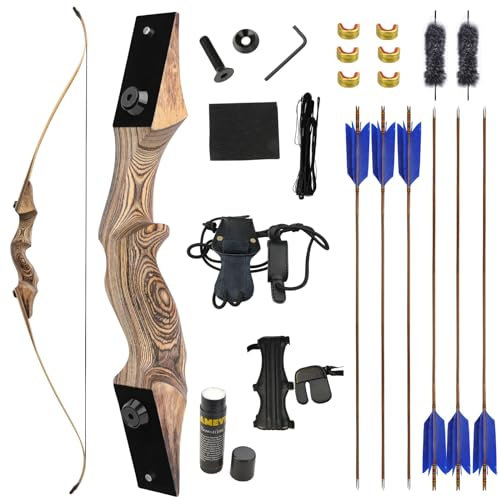 Recurve-Bogen und Pfeil-Set 20-60 Ibs Bogen Set Geeignet für Erwachsene Anfänger bis Fortgeschrittene Outdoor Praxis und Jagd (25 Ibs)