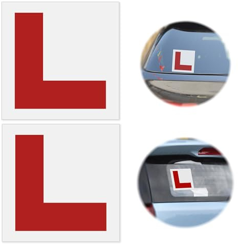 Extra Thick Strong Car L-Plates, 2 Pack Extra Strong, for New Car Driver, No Melting No Blow Off Easy to Move Without Scratching Painting Off, UK Weather Resistant, Reusable