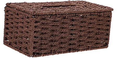 Webgewebte Haushalts Taschentuchbox aus Papierschnur in Kaffee