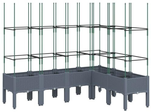 vidaXL Jardinera con Enrejado, Macetero de Plantas Flores, Maceta de Hierbas, Arriate para Jardín Patio Balcón Terraza, PP Azul Gris 160x120x142,5 cm