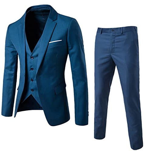 Bauzuoyo Herren Anzug 3 Teilig Modern Fit Hochzeit Anzüge 3-teiliger Jacke Weste Komplett Vintage Party Klassisch Charmant Sets Herrenanzug Set Business Blazer Hosenanzug Slim Fit Männer