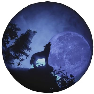 Universal Ersatz Ersatzrad Abdeckung Silhouette Heulender Wolf Halloween Wasserdicht Reserveradabdeckung Staubdicht Reifen für Anhänger, Wohnmobil, SUV, Geländewagen Rad 16 Zoll