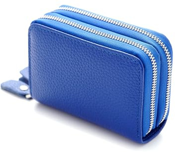 Portemonnaie Damen Klein mit Münzfach - Kreditkarten Geldbörse, Mini Brieftasche Doppelreißverschluss, Tragbare Kartenhalter Kleine Brieftasche (Blau)