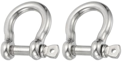 PATIKIL Grillete de Pasador de Tornillo 8mm 5/16 880lb 2 Piezas Acero Inoxidable 304 Forjado Grillete de Arco Grado Marino para Cadenas Cuerda de Alambre Exterior Plata
