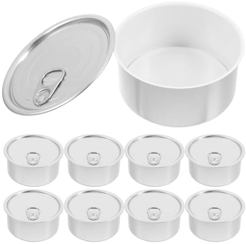 iplusmile 180ml Self-seal Tin Can with Lid, 10pcs Press-In Food Container, Empty Pet Food Can Snack Containers, Refillable Airtight Tin for Fish Meat