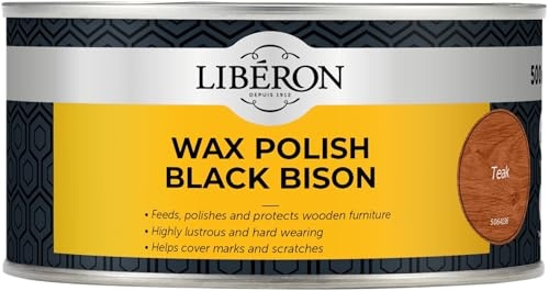 Libéron Wax Polish Black Bison Paste for Wood, Teak, 500ml | With added carnauba wax, Feeds, polishes & protects, Covers marks & scratches, Hard-wearing & lustrous finish