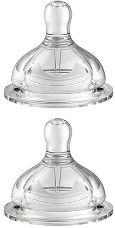 Oberni Sauger für Babyflaschen mit Größe 1, Langsamer Fluss Teats für Babys ab 0+ Monaten, BPA-frei, 2Pack