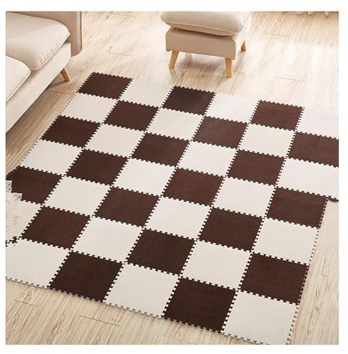 Interlocking Foam Tiles Plüschteppich, 10 Stück 12 x 12 Zoll Schaumstoff-Teppichfliesen-Matten, flauschige Puzzle-Schaumstoff-Bodenmatte aus EVA, 1 cm Dicke, flauschige, weiche, quadratische Spieltepp