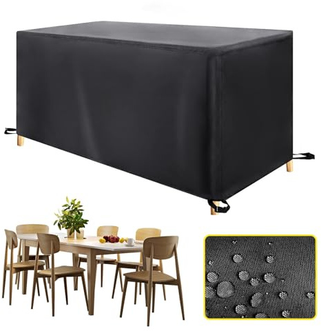 KADING Housse Table de Jardin, 200x130x70cm/LxWxH Housse Salon de Jardin Exterieur Imperméable Protection pour Mobilier Anti-UV Anti-poussière pour Housse Table Bâche de Meubles