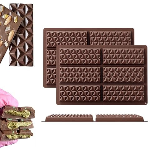 2 Piezas Molde Chocolate En Forma Diamante Moldes Silicona Para Hornear Chocolate Molde Profundo Para Dulces Praliné Chocolate, 26×17×1,3 Cm/10,23×6,69×0,51 Pulgadas
