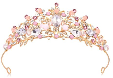 Meleager Diadème Femme, Rose Cristal Couronne, Gothique, Vintage, Halloween, Reine, Mariage, Fête, Carnaval