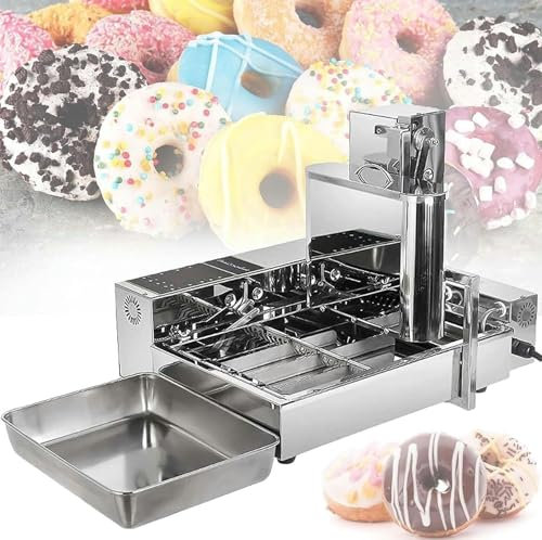 MIAOMI Fully automatic donut making machine with 5.5l hopper commercial 4 rows auto doughnut maker adjustable thickness auto flip donut fryer(220v)