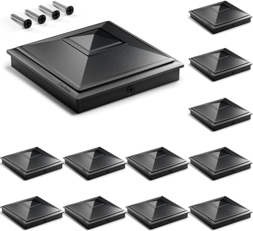 SIEDiNLAR 4x4 Pyramid Post Caps Outdoor Fence Post Covers, 12 Pack, Black
