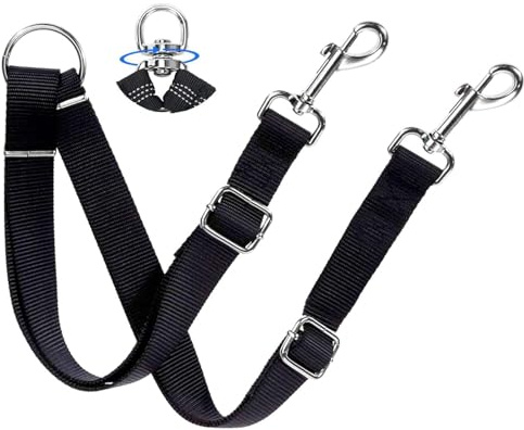 Double Dog Lead Coupler, Double Dog Lead, Dual Double Dog Adjustable Splitter Lead Durable Walker Trainer Leash, Perfect Leads for Walking 2 Dogs, Black