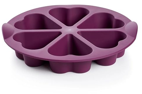 Tupperware 6er Herzform Platin-Silikon BPA-Frei - Patisserie Geburtstag Valentinstag Feiertag - Einfaches Lösen Glänzende Innenseite - 23 cm - Familienküche Profi-Qualität