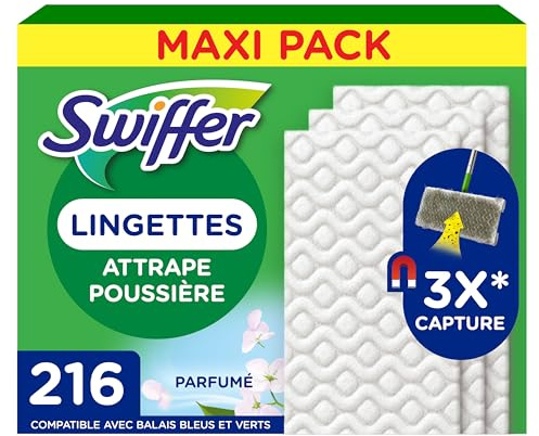 Swiffer Bodenwischer Nachfüllpackung, Trockene Bodentücher, 216 Stück (6 × 36) mit Febreze-Duft, Nimmt Schmutz Auf Und Schließt Ihn Ein