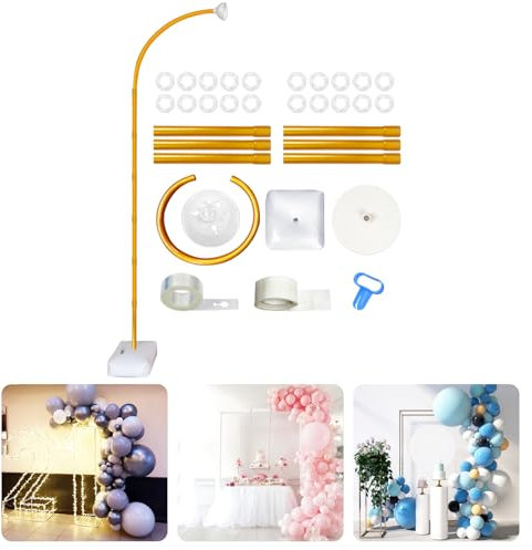 Supporto per arco per palloncini regolabile, 2,5 m, riutilizzabile, per matrimoni, laurea e compleanno (oro)