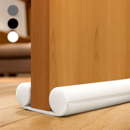 Draft Excluder for Doors 86cm / 34 inch - 1 Pack Under Door Draught Excluder, Double Sided Door Draft Stopper- Energy Saving & Sound Proofing (White)