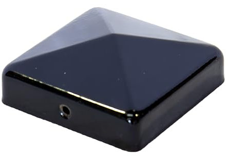 Pack of 5 Post Caps for Fence Posts Pyramid Shaped - Galvanized Steel Powder Coated Post Caps for 3x3 and 4x4 Posts (5, Black, 3 x 3)