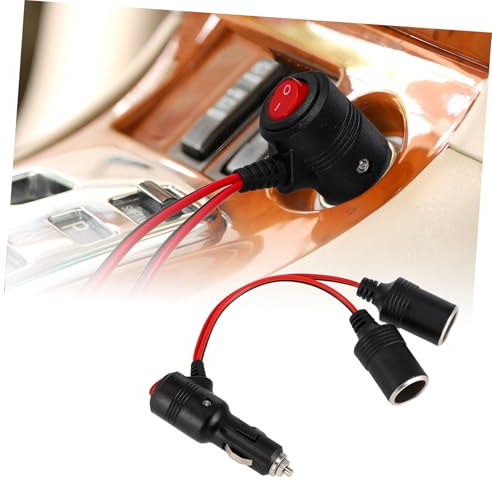 GANAZONO Car Cigarette Lighter Splitter Adapter with Built Switch Dual Socket Power Extension Cord for Vehicle Charging Compact and Heavy-duty Design to Protect Battery and Power Multiple Devices