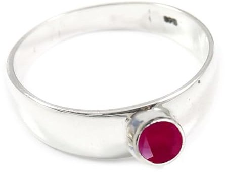 Laborgezüchteter Rubin Edelstein 925 Sterling Silber Stilvoller Handgefertigter Band Ring Geschenkartikel Herren und Damen Schmuck JSR-366AM20_(66 (21.0))