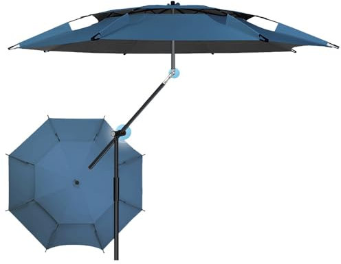 IMUNKT Parasol De Pêche Portable Inclinable 200/240/260cm Parasol De Plage Coupe-Vent Protection UV, pour Plage, Patio, Jardin, Pêche Extérieur(Azure Blue,2.0M/6.5ft)