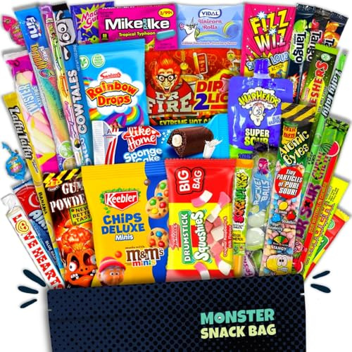 40 Trend-Süßigkeiten aus aller Welt - XXL Mix Box auch als Geschenk | Besondere Süssigkeiten aus den USA, UK, Europa und Asien in großer Vielfalt in deiner Monster SnackBag