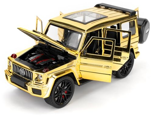 BGHSCA 1/24 Kompatibel mit G63 Modellauto, Spielzeugauto aus Metall mit Sound und Licht für Kinder, Jungen, Mädchen und Erwachsene, Geburtstagsgeschenk (goldfarben)