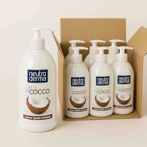 Sapone Liquido Idratante al Latte di Cocco – 6 Pezzi da 1 Litro per Neutroderma Neutro Derma