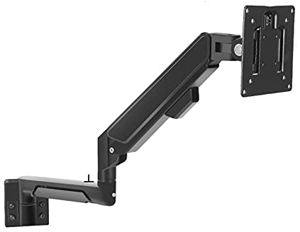 Gas Spring Monitor Mount for 10-32 Screens, Wall-Mounted Laptop Stand with Swivel & Tilt, Supports Up to 19.8lbs, Adjustable Black Monitor Arm.