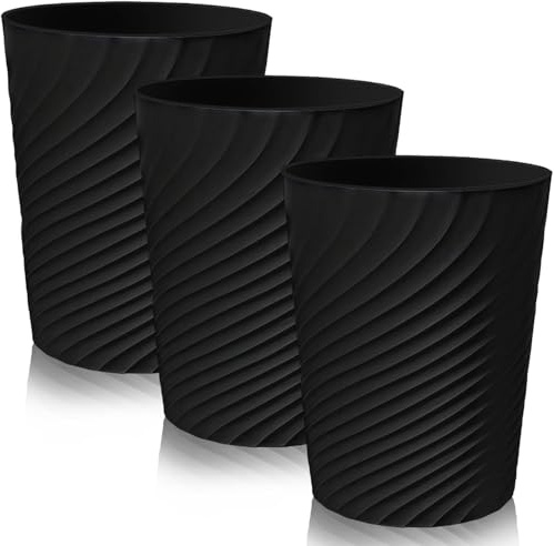Cnwinu 3 Stück Mülleimer Büro, Papierkorb Büro, Trash Bin, Mülleimer Klein, Papiermülleimer Ohne Deckel, Mistkübel, Papierkorb Schwarz, Abfalleimer für Küche Wohnzimmer Kinderzimmer Schlafzimmer