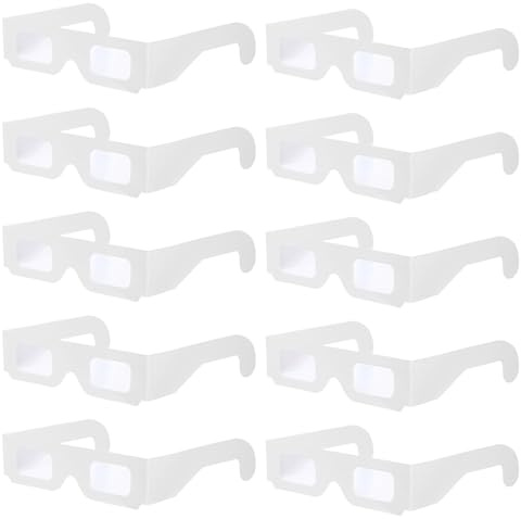 VALICLUD 25pcs White 3D Paper Eyeglasses Rainbow Diffraction for Festival Party Decorations Birthday Photo Props Funny Costume Eyewear