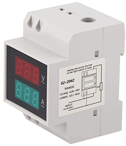 Voltmetro Amperometro Digitale Din Rail, Doppio Display LED, Alta Precisione AC80-300V AC0-99.9A - Misurazione Simultanea Corrente e Tensione, Installazione Facile, Uso Indus