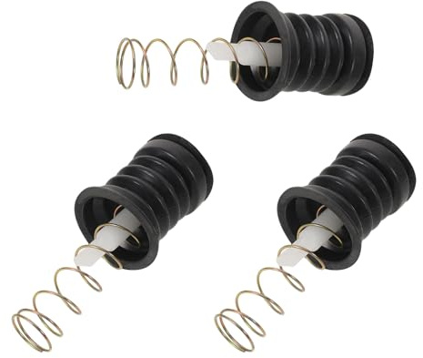 Washing Machine Waste Pipe Bung 3 Sets Black Rubber Seal | Spring Pull Rod Valve Stopper, Hose and Waste Pipe Use for Laundry Room or Kitchen