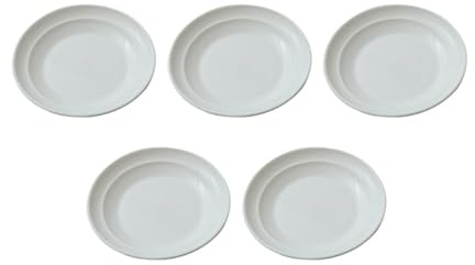 LIFKOME 5 Platos para Microondas Resistentes al Calor, Grandes y Blancos, Bandejas para Cocinar al Vapor y Calentar Empanadillas, Aptos para Uso Doméstico y Cocina Saludable