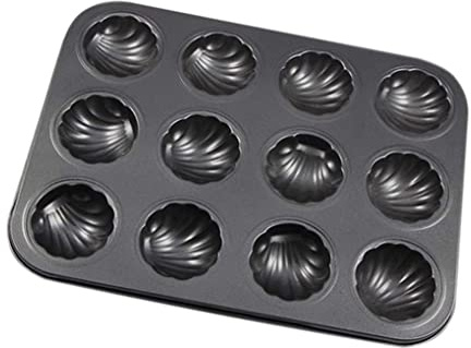 12-Cavity Shaped Baking Tray Non-Stick Carbon Steel Madeleine Cake Mold