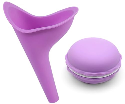 Urinario portátil para mujeres, embudo reutilizable para orinar, urinario plegable para mujeres, orinal de maternidad con recipiente (morado)