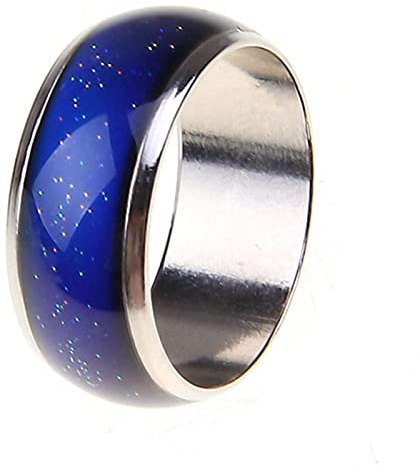 Färgskiftande stämningsring för kvinnor och män, legering och flytande kristallmaterial, känslomässig känsla, 6 mm bredd