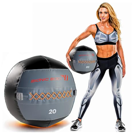 Bionic Body Soft Medicine Ball viktad slam väggboll för konditionsträning och kärnträning – perfekt för knäböjning, lunga och partnerkastning – 6, 10, 14, 20 pund 20 pund (20 pund) 20 pund