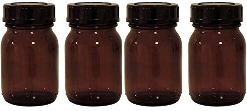 Viva-Haushaltswaren braunes Apothekerglas Set 4x 75ml inkl. Schraubverschluss & Etiketten made in Germany, Braun