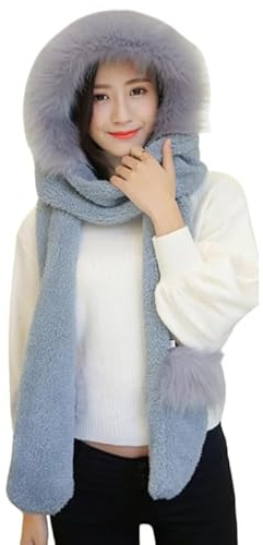 Femme Ensemble d'hiver Bonnet Echarpe Gants 3 en 1 en Fausse Fourrure Chapeau d'hiver Tour de cou Fourreau d'oreilles Protection Tête/ Oreilles/ Cou/ Mains Doux Confortable pour Sports en Plein air
