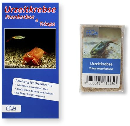 AQ4Aquaristik Triops mauritanicus - Urzeitkrebs-Eier ca. 100 Stück in Sand - Zuchtansatz mit Anleitung, Rarität | für Aquarium, Triops, Fische, Garnelen, Schnecken